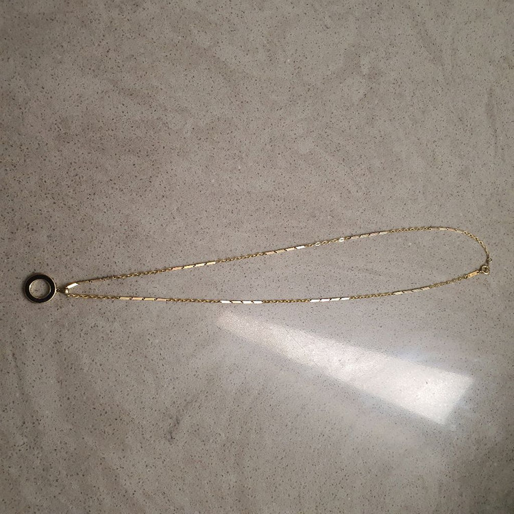 미니골드 14k 콤비 체인 목걸이 & 루비아 커플 팬던트--5