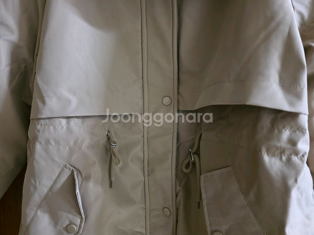 (새상품) 안쪽 털 진베이지색 후드퍼 롱패딩(55추천)--3