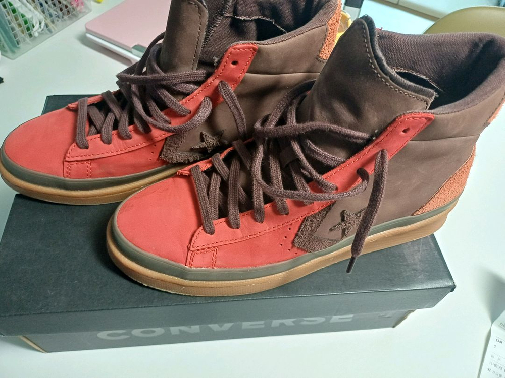 컨버스 프로 레더 미드 레드/브라운--1