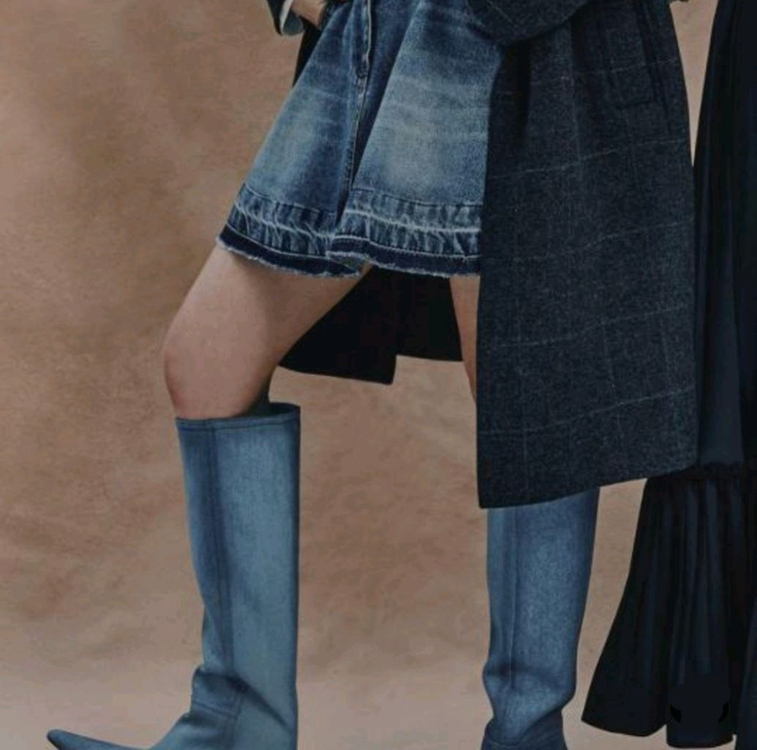 럭키슈에뜨 데님 플레어 스커트--1