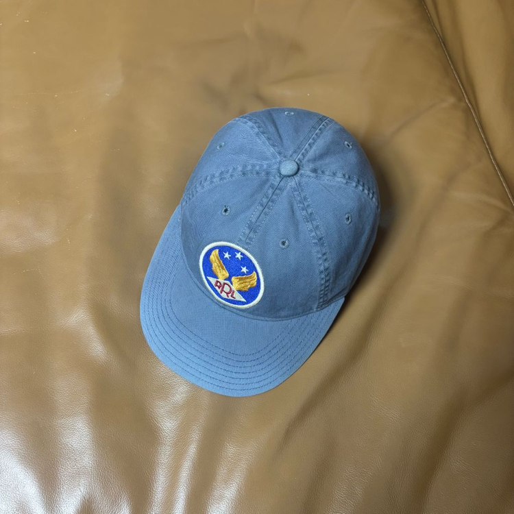 RRL 더블알엘 랄프로렌 폴로 윙로고 6패널 볼캡 모자 미드나잇 블루--4