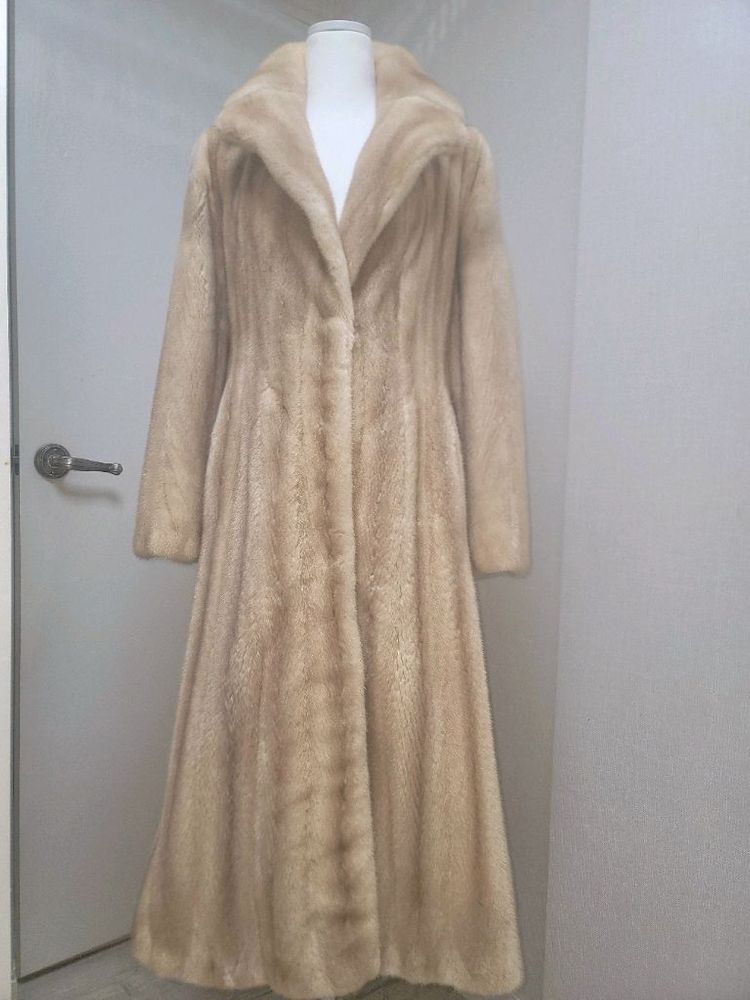 라벤더 컬러 코펜 퍼플 휘메일 풀스킨 밍크 롱코트--5