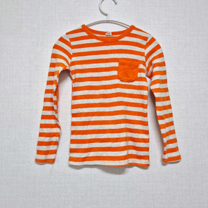 아동 오렌지 줄무늬 긴팔 티셔츠