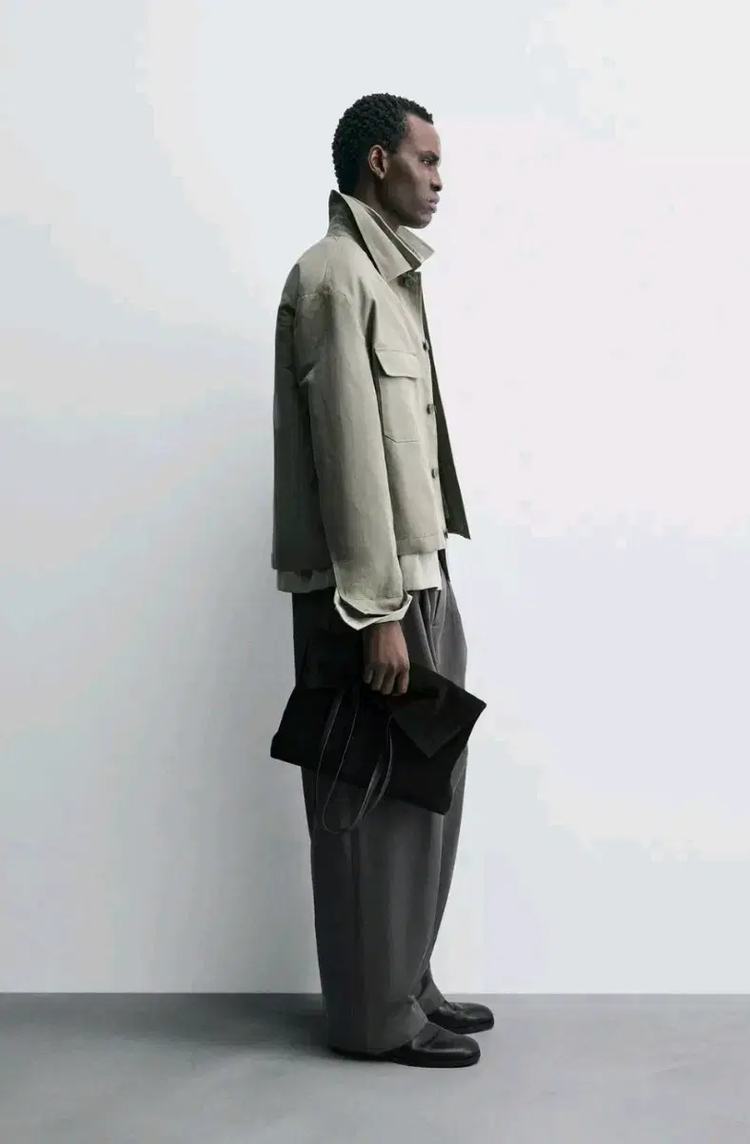 L) 자라 25fw 박시핏 포켓 오버셔츠 자켓 카키색 5899 444--5