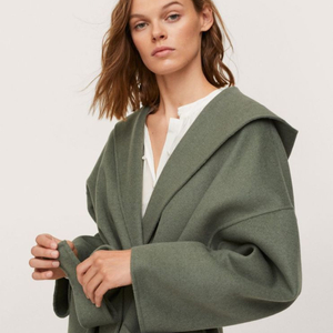 망고 올리브카키 핸드메이드 후드롱코트