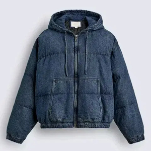 L) 자라 퀄티드 데님 자켓 크롭핏 중청 워싱 패딩점퍼 0774 365 이미지