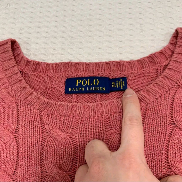 폴로 랄프로렌 케이블 니트 핑크 XL--2