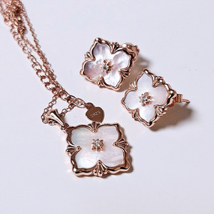 택포,일괄,새상품,선물박스포장]925실버각인 주문제작 최고급 자개 목걸이 귀걸이 세트/스와로브스키 반클리프 루이비통