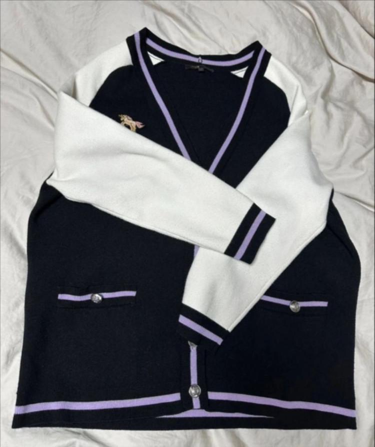 마쥬 가디건 - 바이컬러 컬리지 가디건 3--1