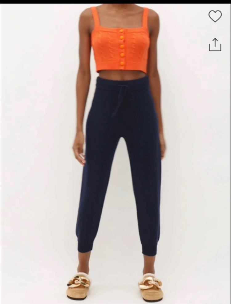 주스트리코트 드로우스트링 웨이스트 울 블랜드 트랙팬츠 네이비 L--3