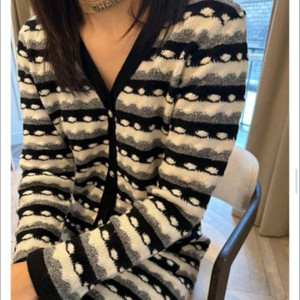 마이아이코 시퀸 롱 가디건 - 블랙/실버