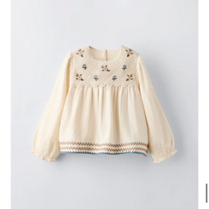 자라키즈 자수 블라우스 6y