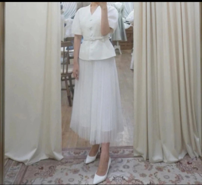 트위드 코튼 웨딩 자켓 L(77) - 화이트/블랙--5