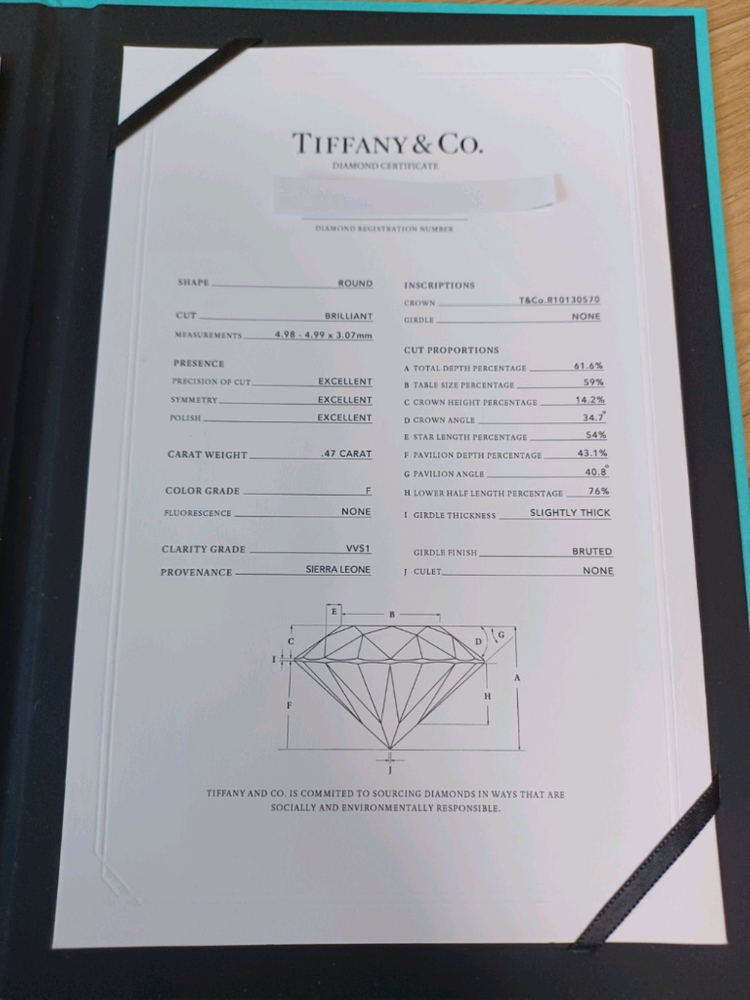 F.VVS1/티파니 4.7부 다이아 솔리테어 플래티늄 목고리,목걸이(5부)0.47캐럿--5
