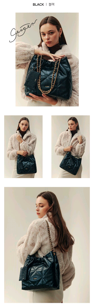 (새제품)geiger 가이거 퀼팅 레더 체인 숄더백--4