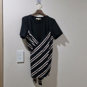 마쥬 maje 블랙 스트라이프 랩 티셔츠