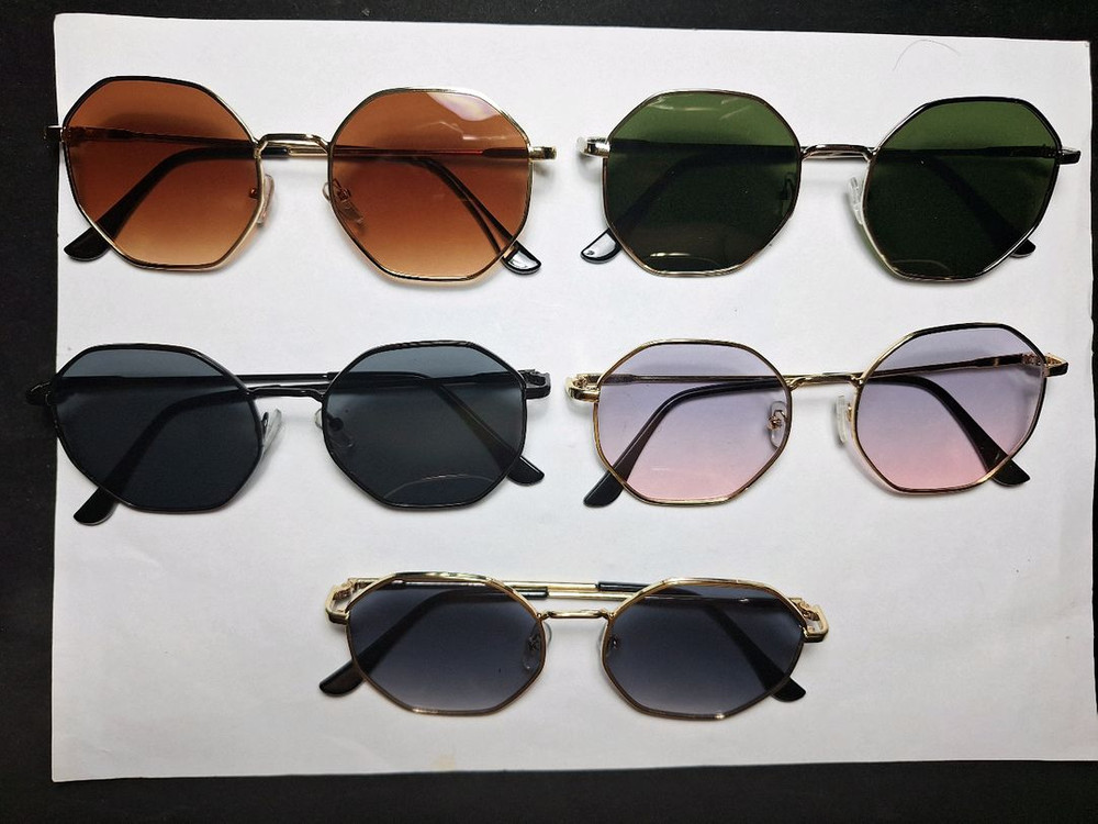 빈티지 선글라스 안경 팔각형 남녀공용 외출용 패션--1