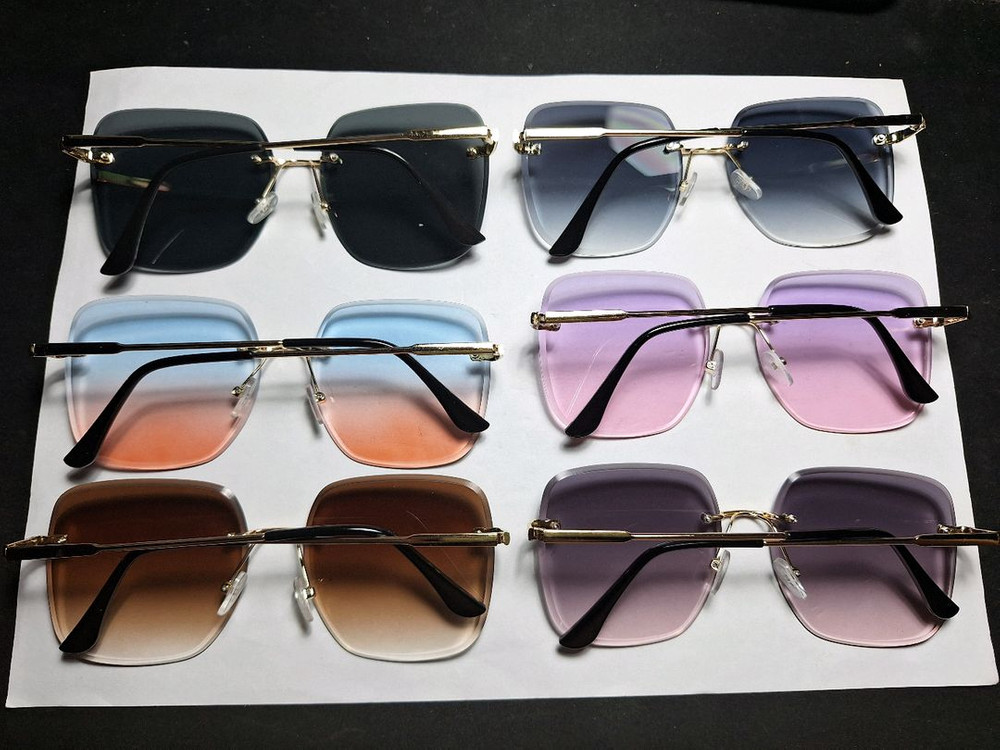 빈티지 무테 선글라스 자외선 차단 남녀공용 안경--1