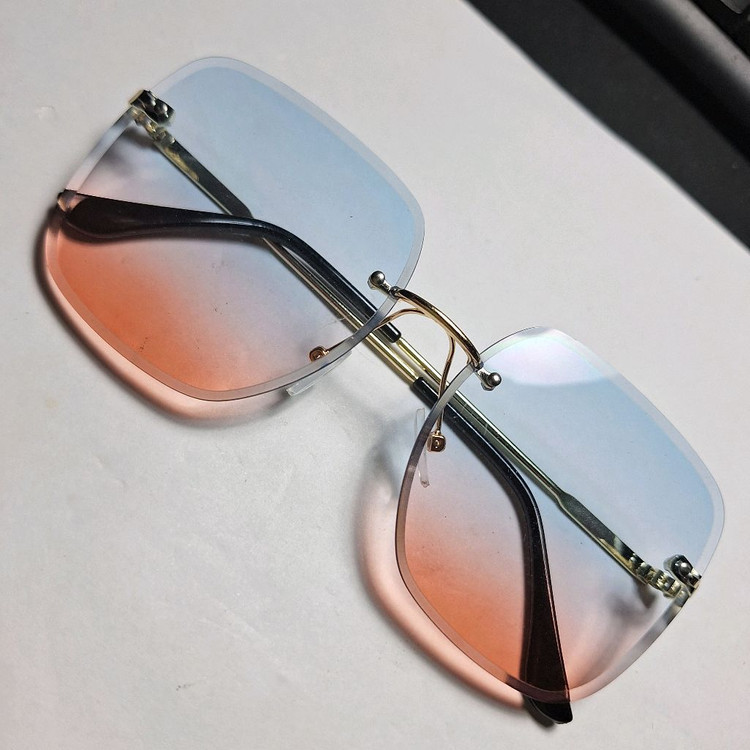 빈티지 무테 선글라스 자외선 차단 남녀공용 안경--2