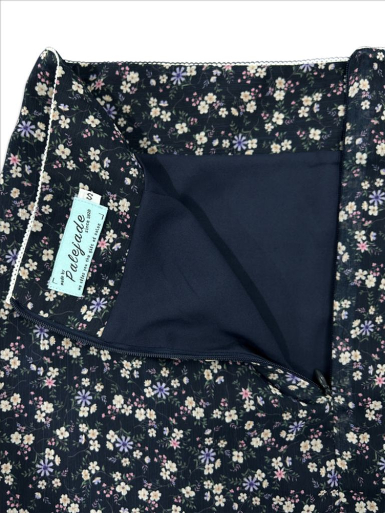 (미개봉) 페일제이드 플라워 리본 미니스커트 네이비 M 이미지