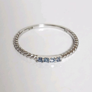 14k 꼬임 토파즈 반지/화이트골드