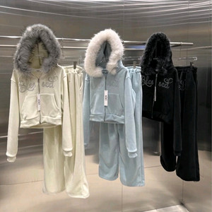 후드퍼 크롭 집업 와이드팬츠(새상품)