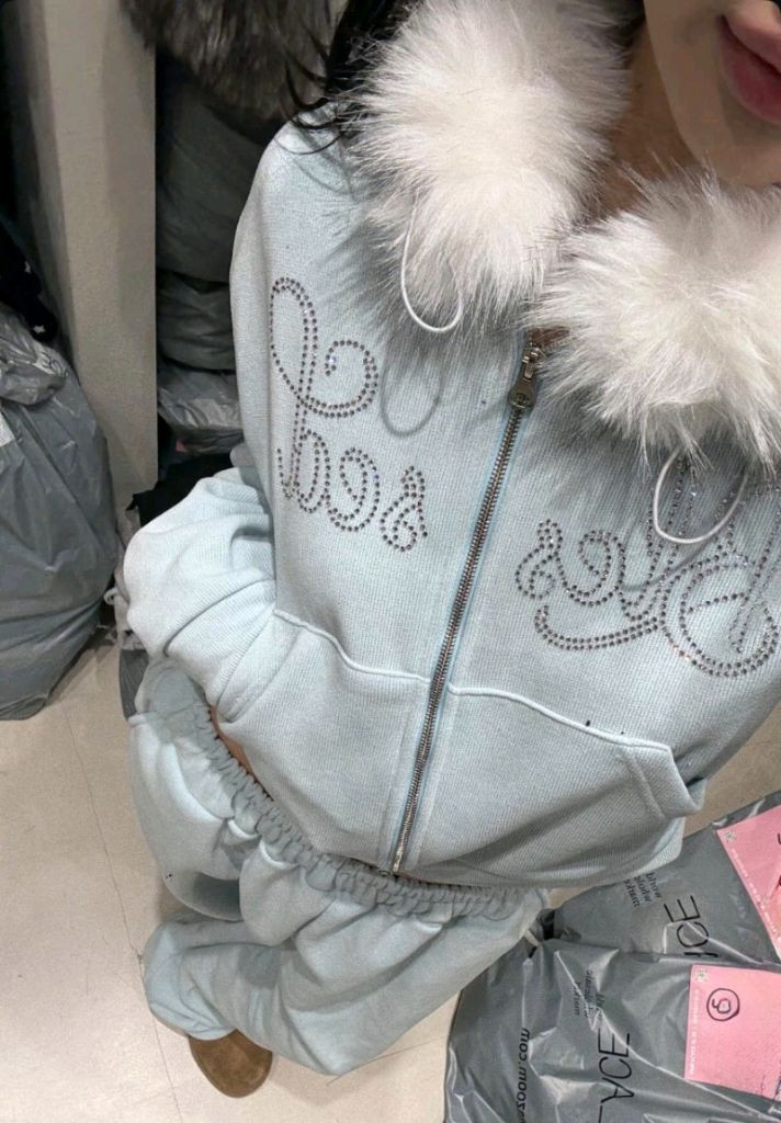 후드퍼 크롭 집업 와이드팬츠(새상품)--4