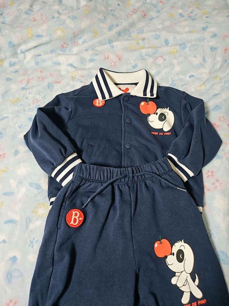 베베드피노 강아지 상하복 세트 네이비 110--1