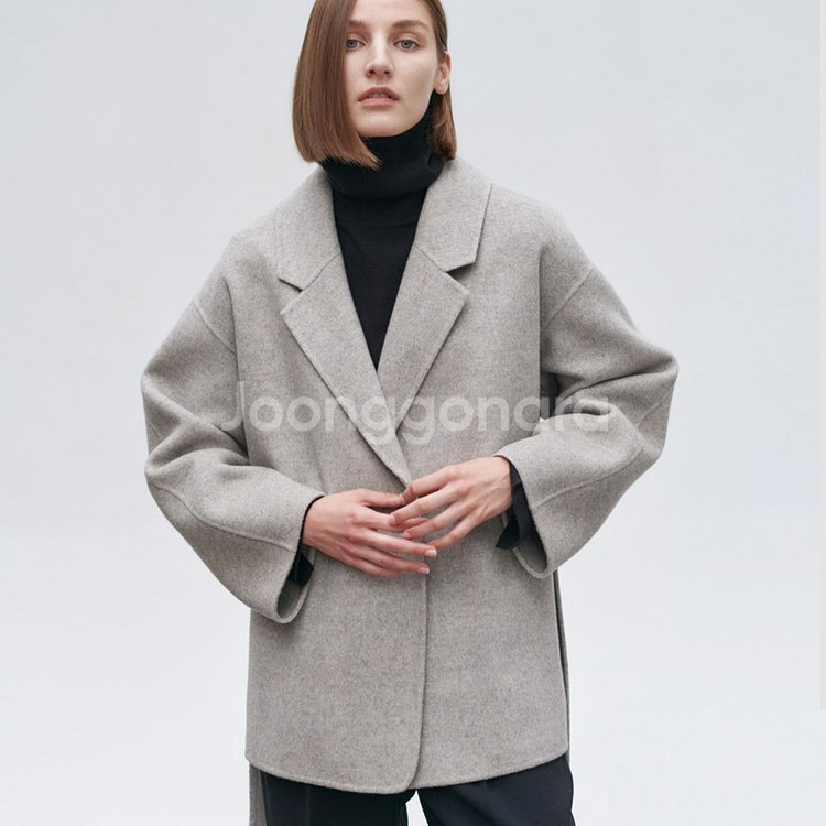 닐바이피(NILBY P) 램스울 캐시 핸드메이드 하프코트 프리사이즈--1