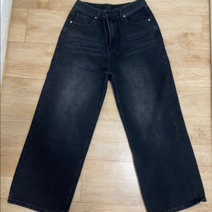 하이웨스트 흑청 일자바지 XL