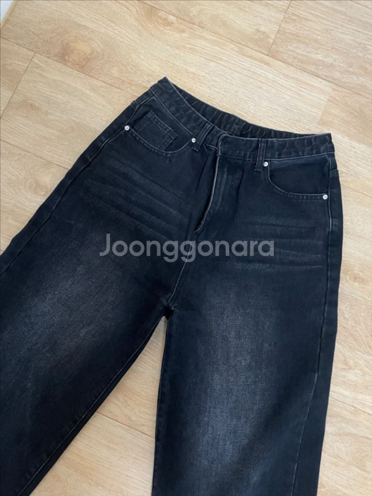 하이웨스트 흑청 일자바지 XL--1