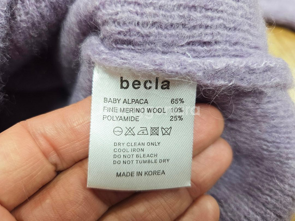 비클라(becla) 퍼플 베이비알파카 울 니트 프리사이즈 새상품--6