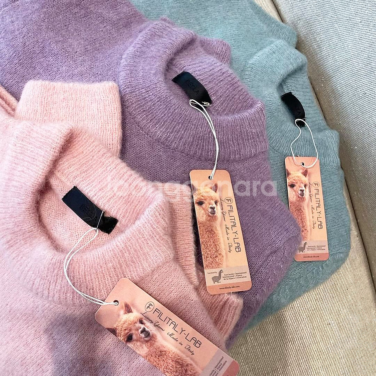 비클라(becla) 퍼플 베이비알파카 울 니트 프리사이즈 새상품--1