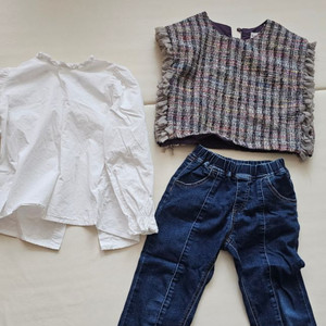 아이러브제이 조끼110.베베테일러 청바지 120.브라우