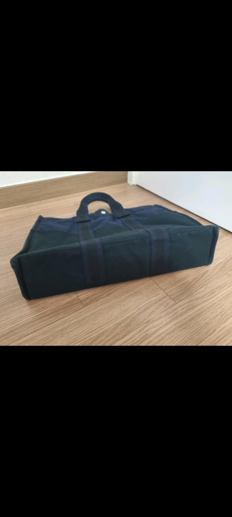 정품 에르메스 블랙 네이비 캔버스 토트백 가방 hermes--3