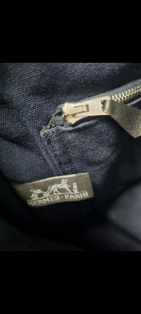 정품 에르메스 블랙 네이비 캔버스 토트백 가방 hermes--6