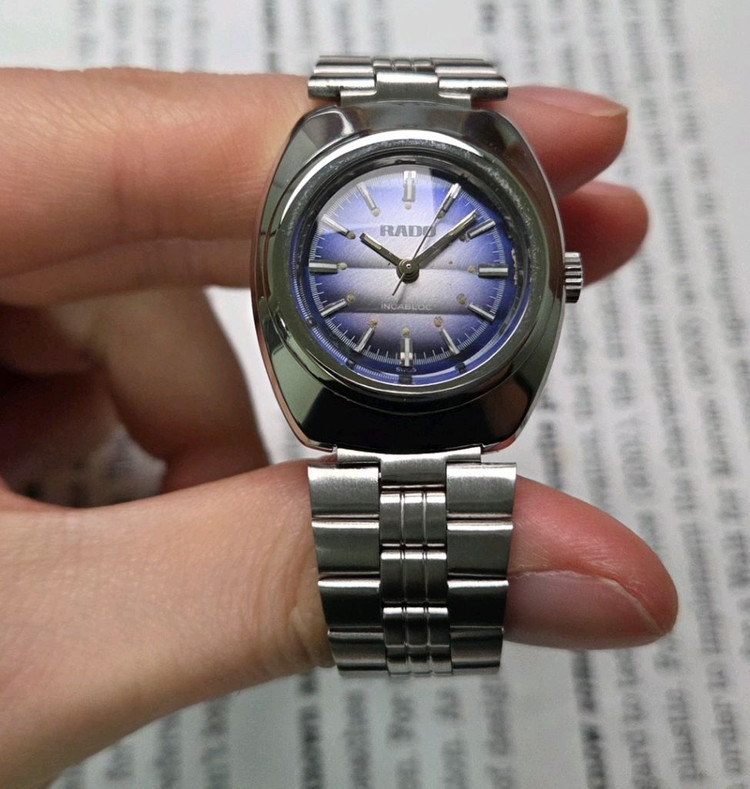 레어] 빈티지 라도 블루퍼플 입체판 잉카블록 수동 메커니컬 여성용--2