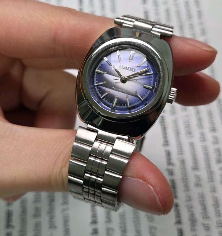 레어] 빈티지 라도 블루퍼플 입체판 잉카블록 수동 메커니컬 여성용--3