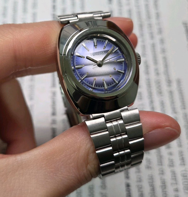 레어] 빈티지 라도 블루퍼플 입체판 잉카블록 수동 메커니컬 여성용--4