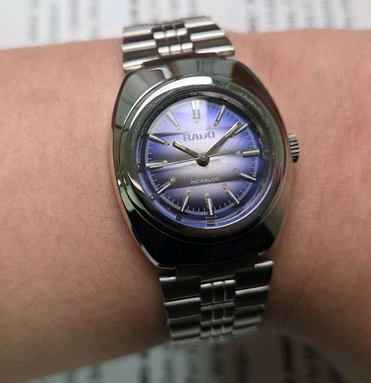 레어] 빈티지 라도 블루퍼플 입체판 잉카블록 수동 메커니컬 여성용--9