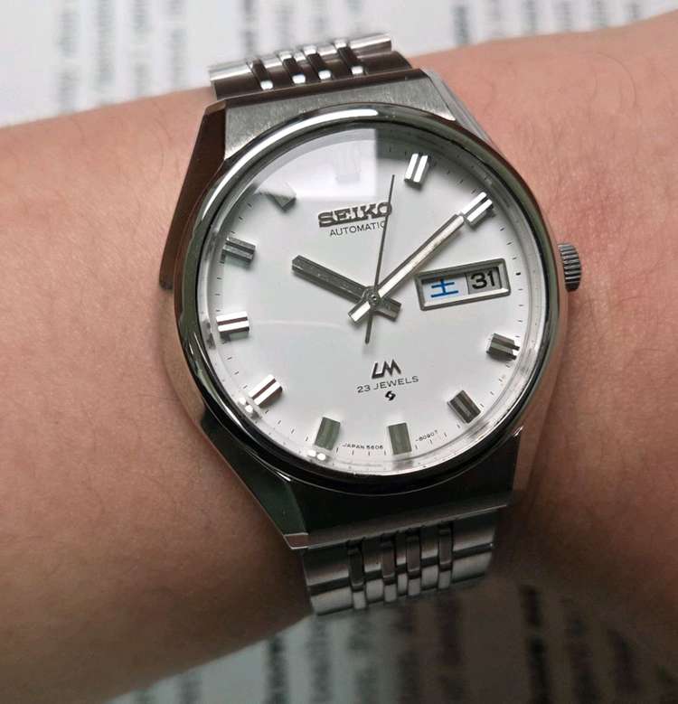 레어] 빈티지 세이코 LM로드매틱 화이트판 한자 데이데이트 쌀알 브레이슬릿 ver.--1