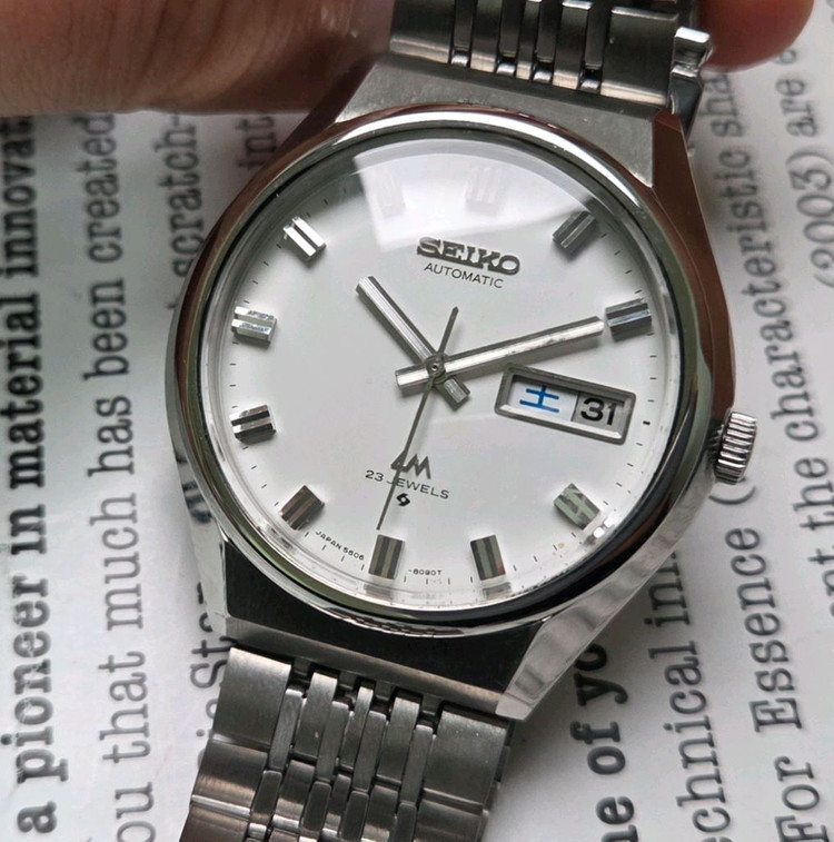 레어] 빈티지 세이코 LM로드매틱 화이트판 한자 데이데이트 쌀알 브레이슬릿 ver.--8