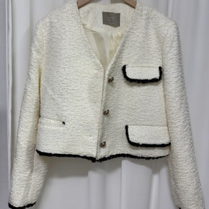 고퀄 프린지 아이보리 트위드 자켓 이미지