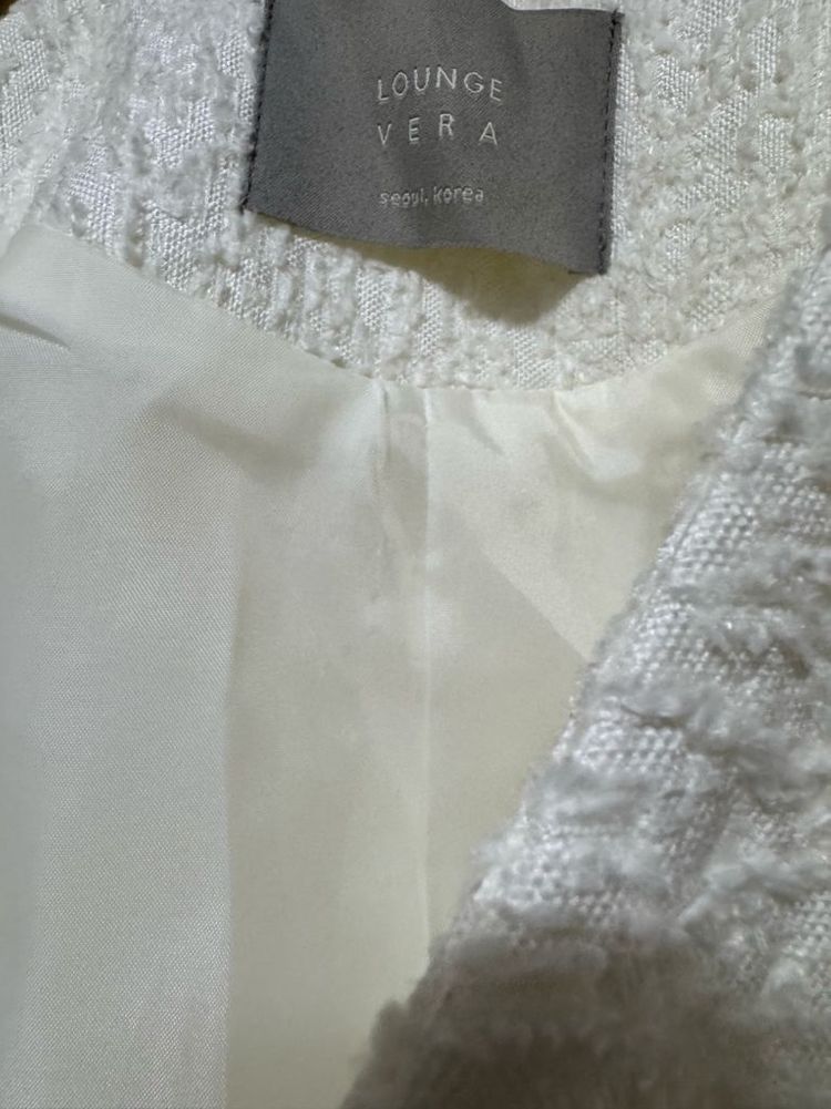 고퀄 프린지 아이보리 트위드 자켓 이미지