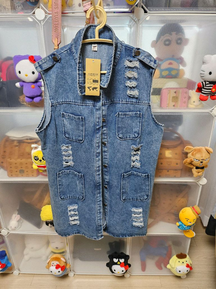 청조끼 빈티지 데님 청 롱조끼 빅사이즈 #새상품#--2