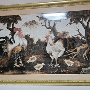 닭 그림 액자 우모화