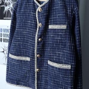 (F) 새터 집업 바람막이 점퍼자켓 투톤 트위드 블루