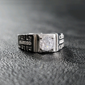 Tenor 실버 모이사나이트 남자 빈티지 선물 소품 반지 이미지