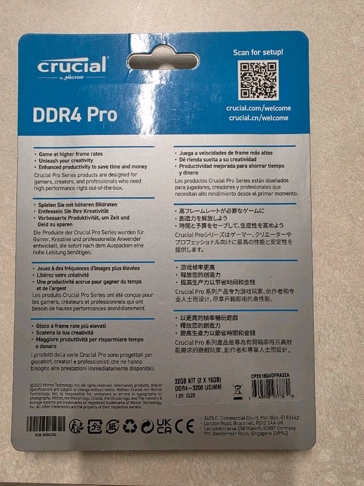[새상품] Crucial DDR4 Pro 32GB(16GBx2) 메모리 이미지