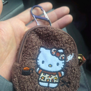 키티 동전지갑 키링,에어팟 버즈 케이스,브라운